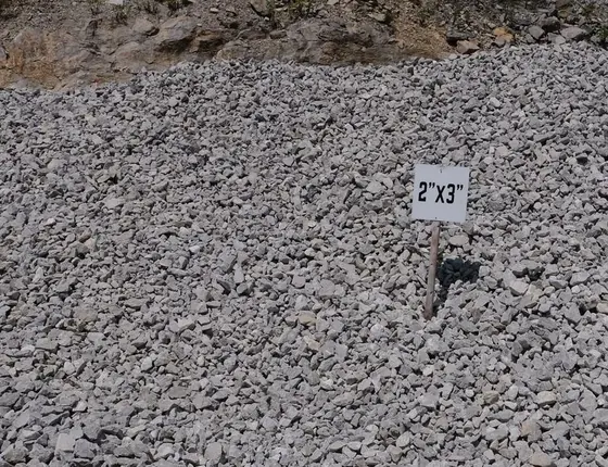 Pile of 2 inch by 3 inch drainage stone