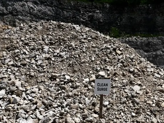 Pile of clean surge stone for drainage